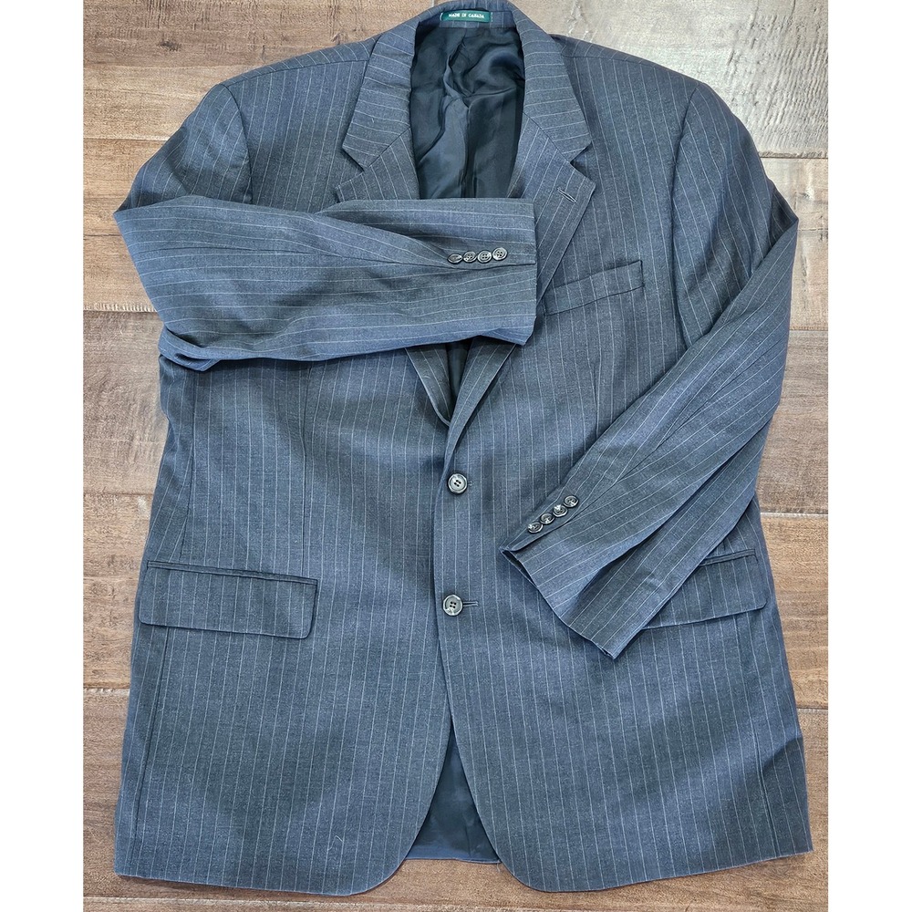 Polo Ralph Lauren Mens Pinstripe Blazer Sport Coat Charcoal Gray Wool Canada 46L